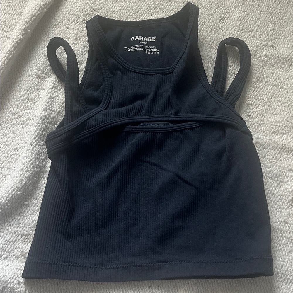 Garage Navy Ribbed Tank Top